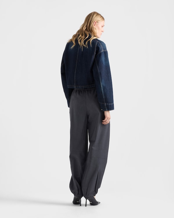 Cropped denim blouson jacket - Navy Cropped denim blouson jacket - Navy
