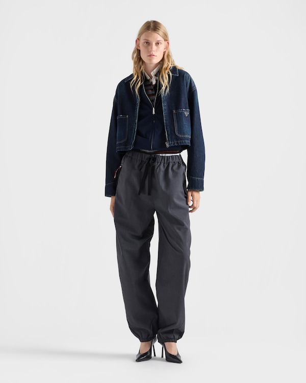 Cropped denim blouson jacket - Navy Cropped denim blouson jacket - Navy