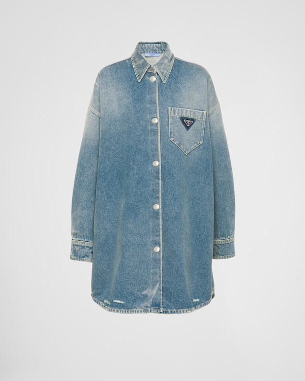 速くおよび自由な Blue Mid Denim PRADA | shirt ジャケット・アウター