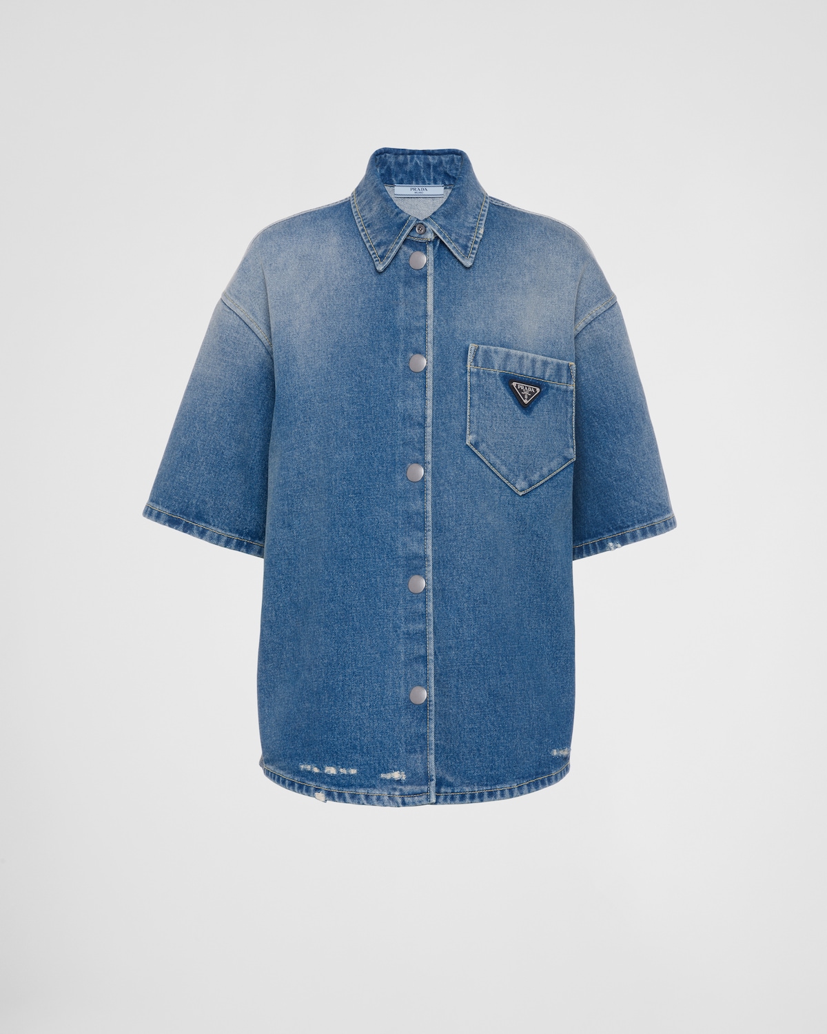 Prada 2025 Shirt Dress Navy Blue Polyester