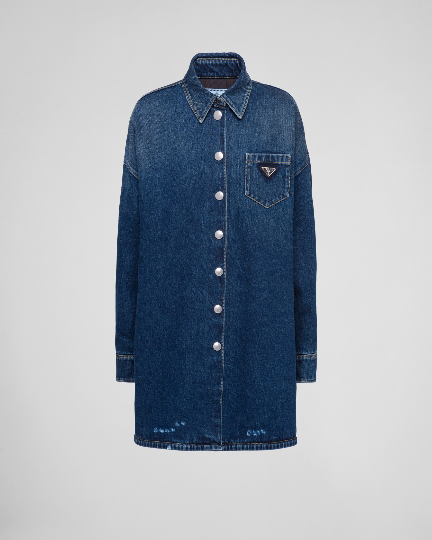 Navy Oversized Padded Denim Shirt PRADA