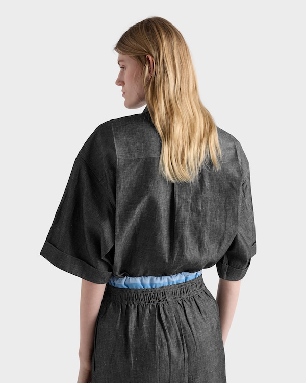 Short-sleeved chambray shirt - Navy Short-sleeved chambray shirt - Navy