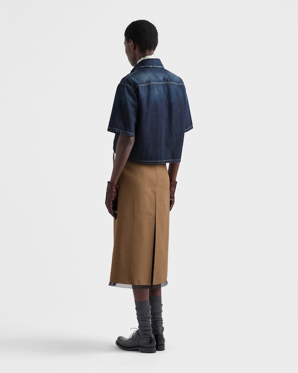Short-sleeved denim shirt - Navy Short-sleeved denim shirt - Navy