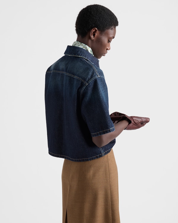 Short-sleeved denim shirt - Navy Short-sleeved denim shirt - Navy