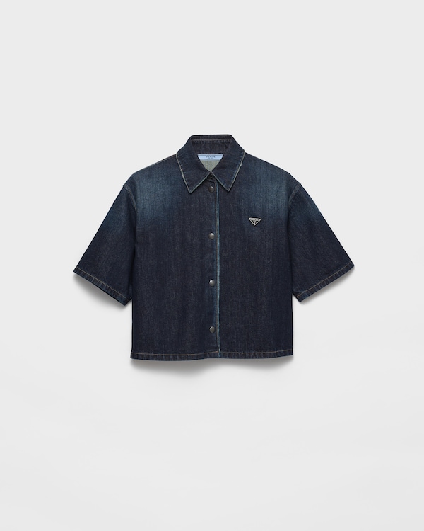 Short-sleeved denim shirt - Navy Short-sleeved denim shirt - Navy