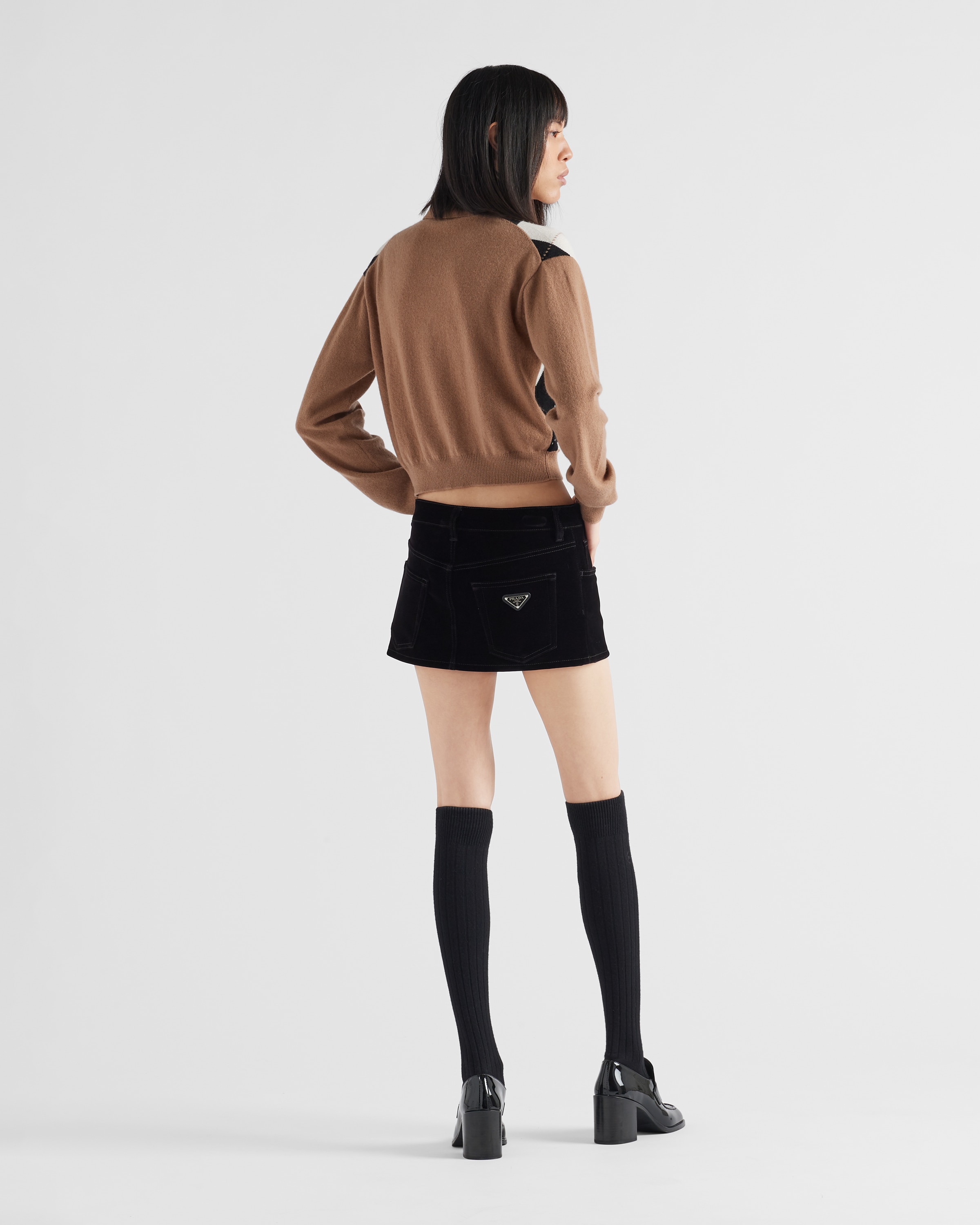 Denim velvet shop mini skirt