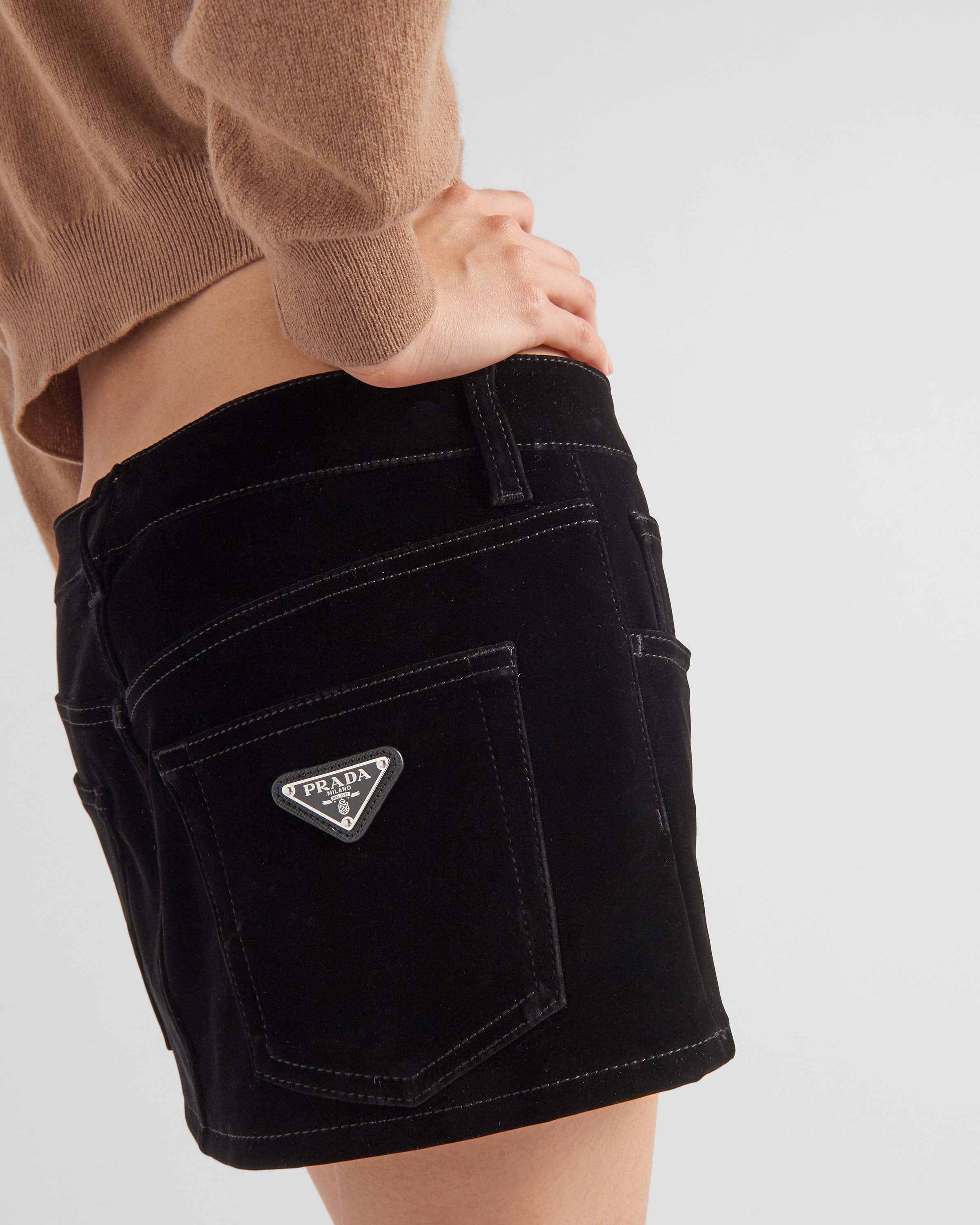 Velvet denim miniskirt