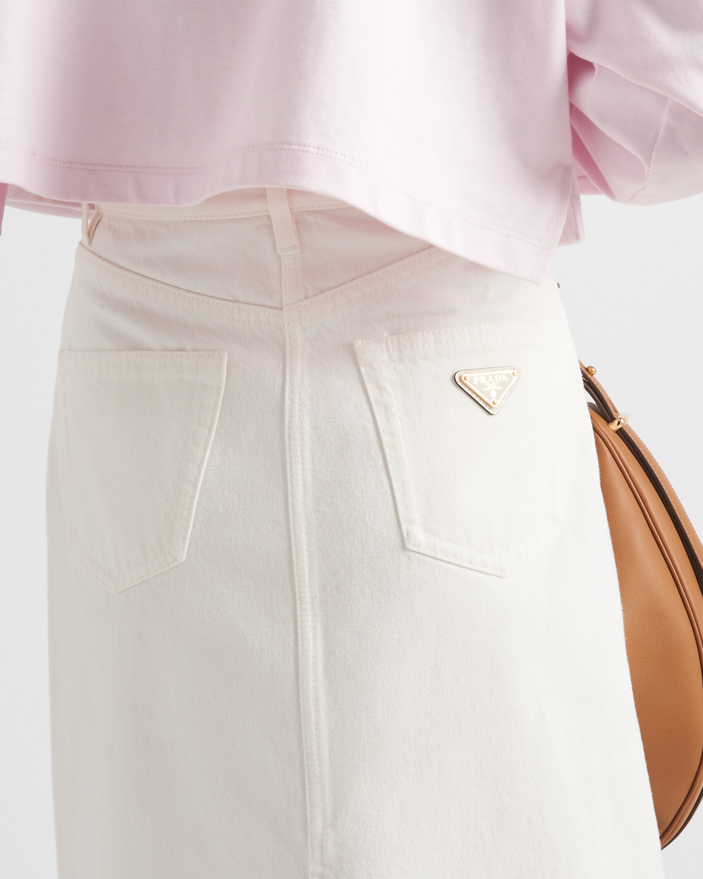 White Flared denim skirt | PRADA