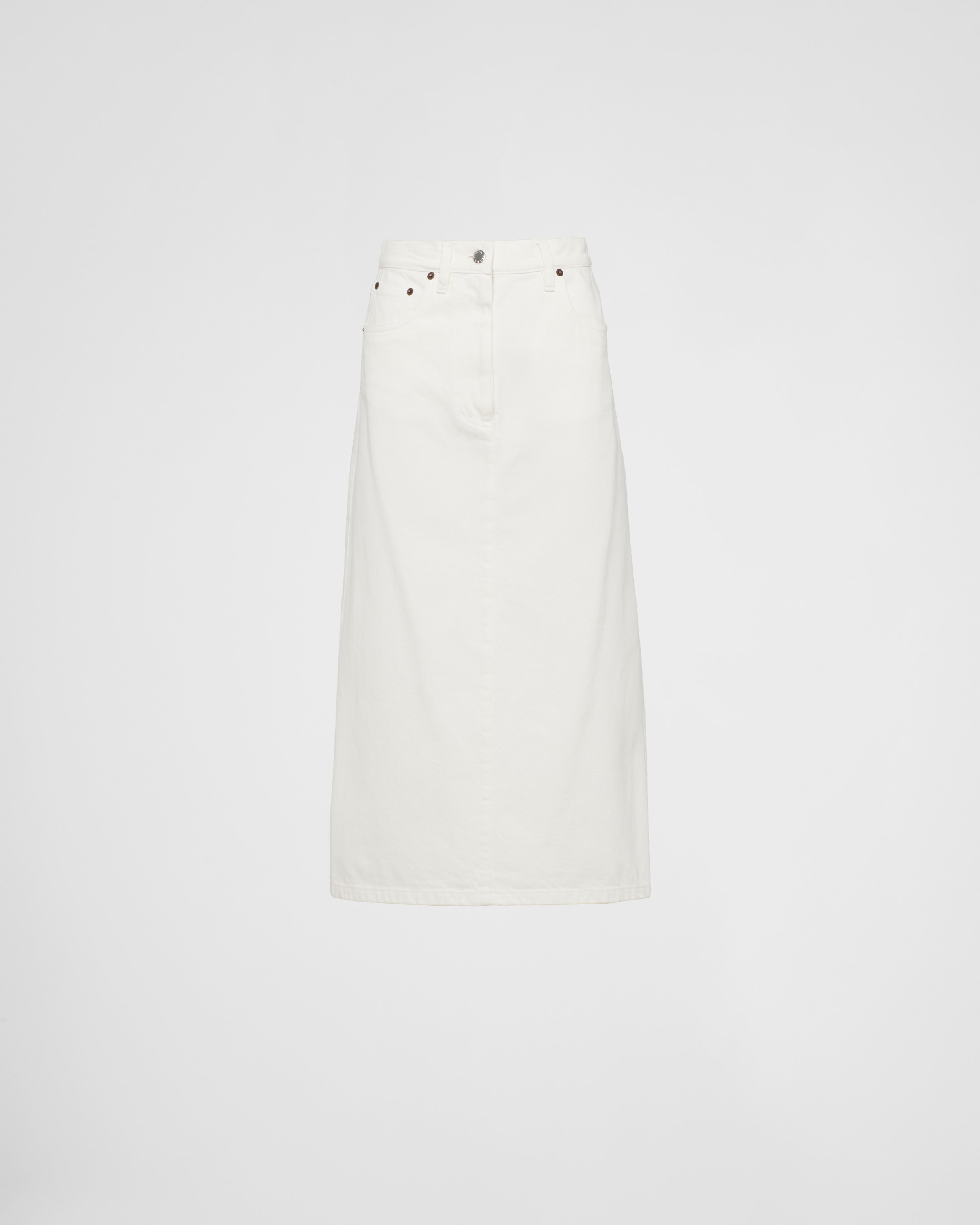 Prada High-rise-midirock Aus Denim In White