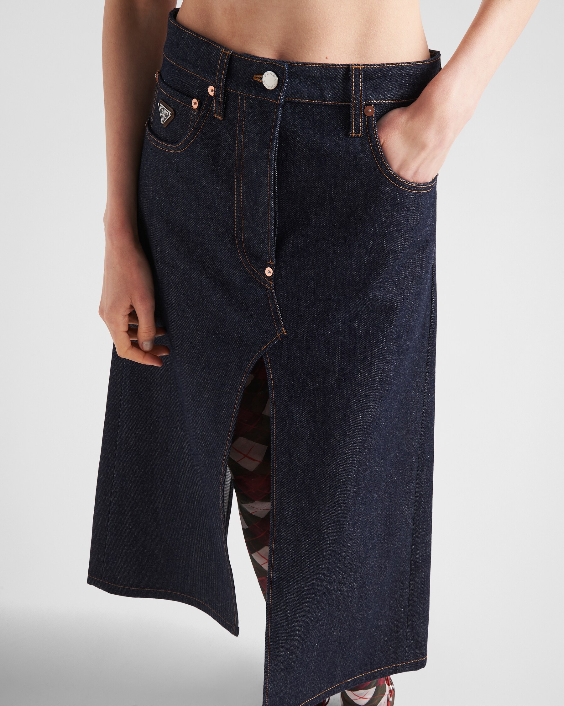 Denim Flared Skirt-Navy Denim main image 1