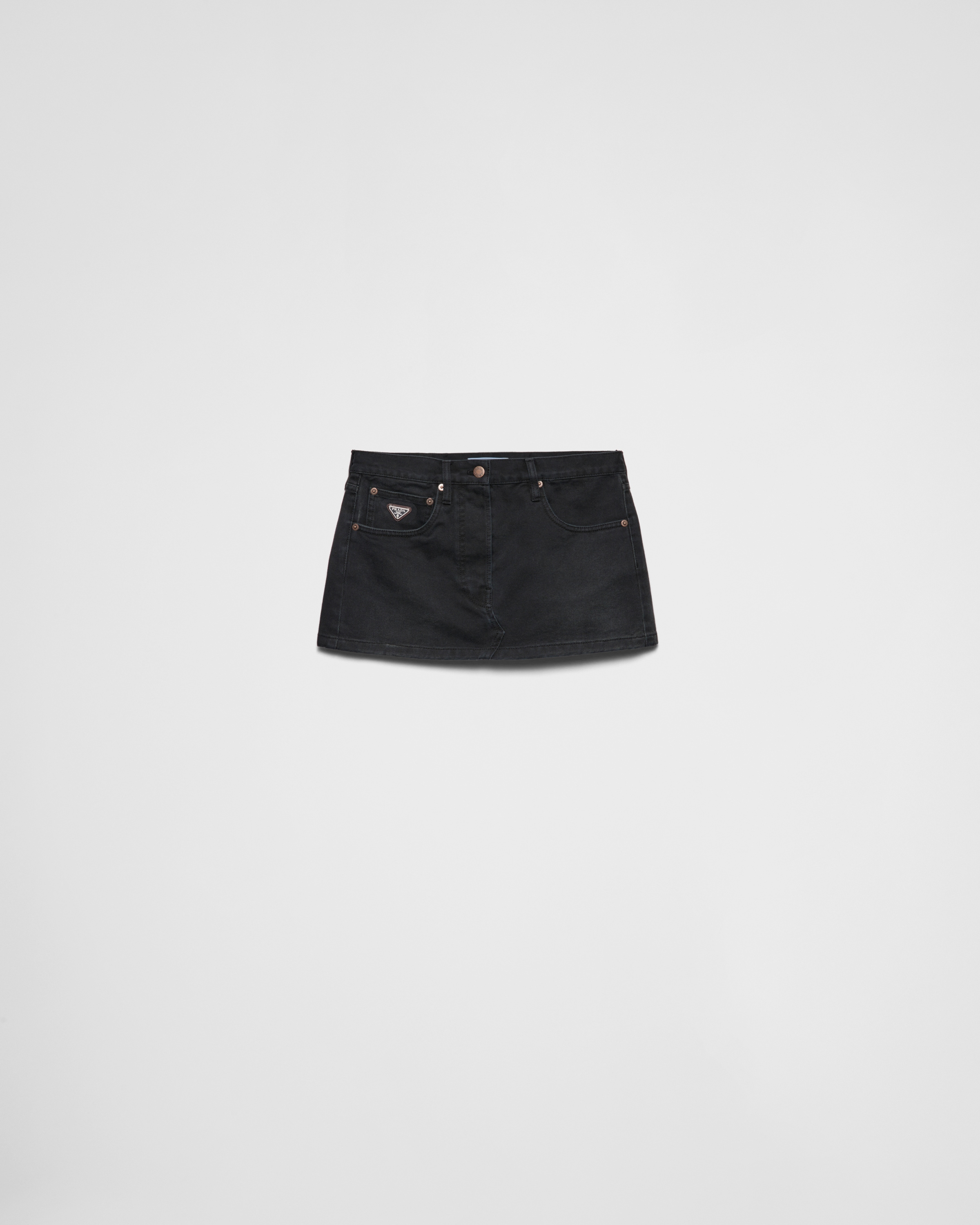 Prada Denim Miniskirt In Black