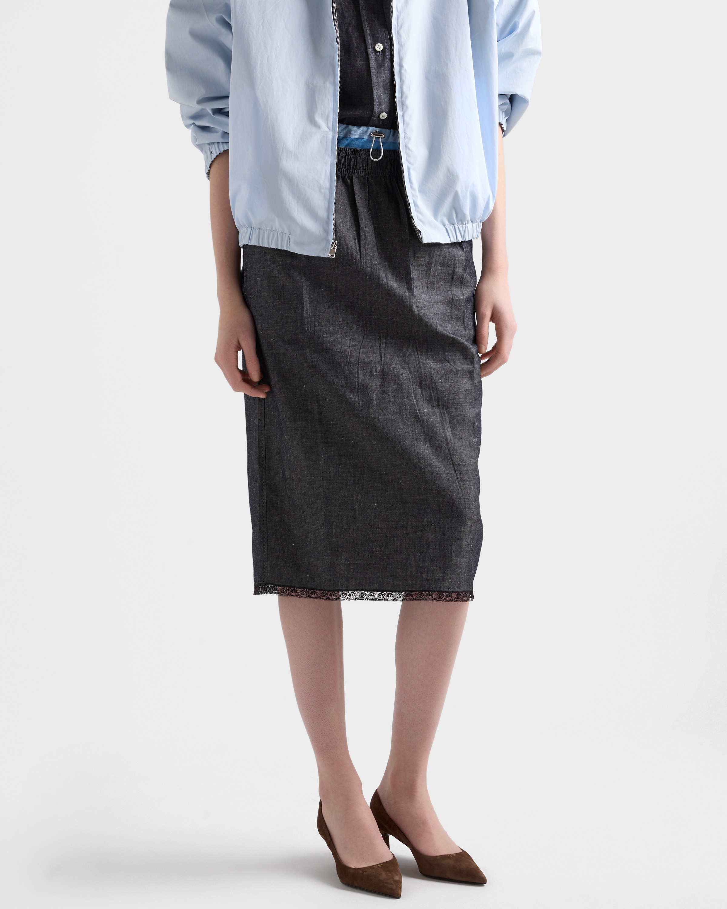 Navy Chambray Skirt | PRADA - United States