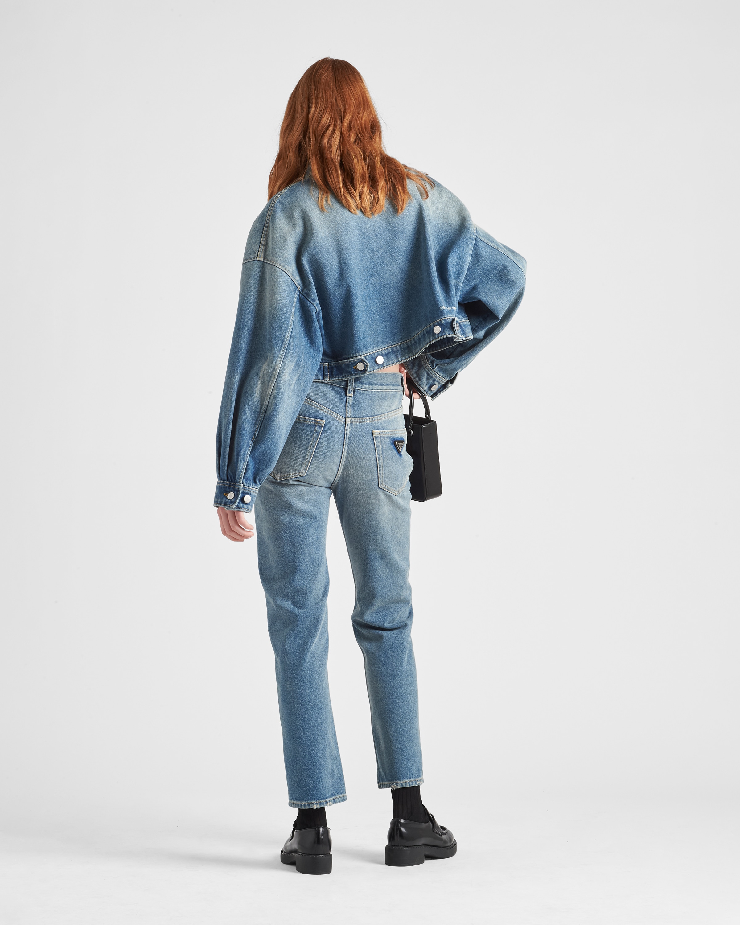 Mid Blue Organic denim five-pocket jeans | PRADA