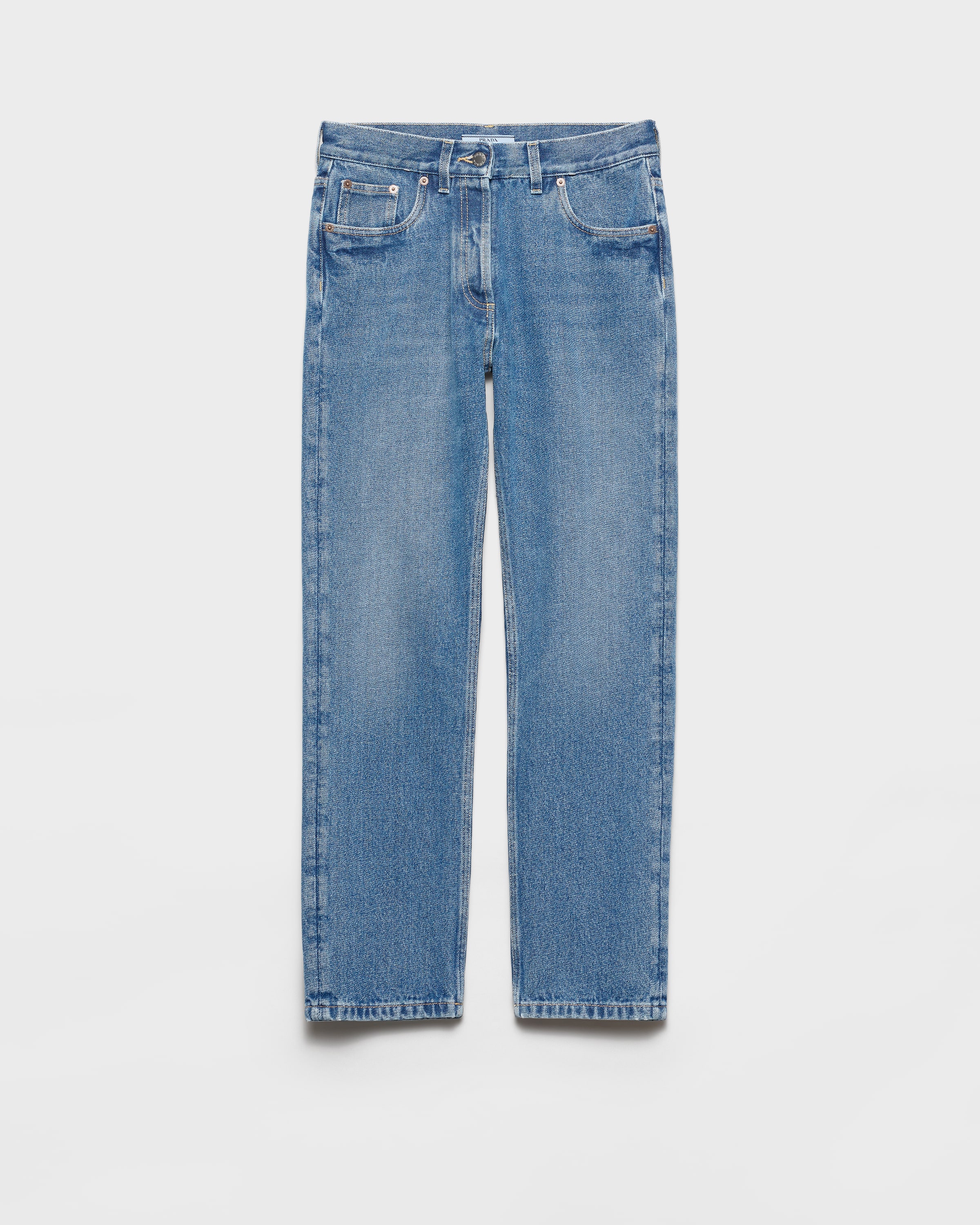 Prada Pantalones Vaqueros De Pernera Recta, Mujer, Azul Claro, Talla 27