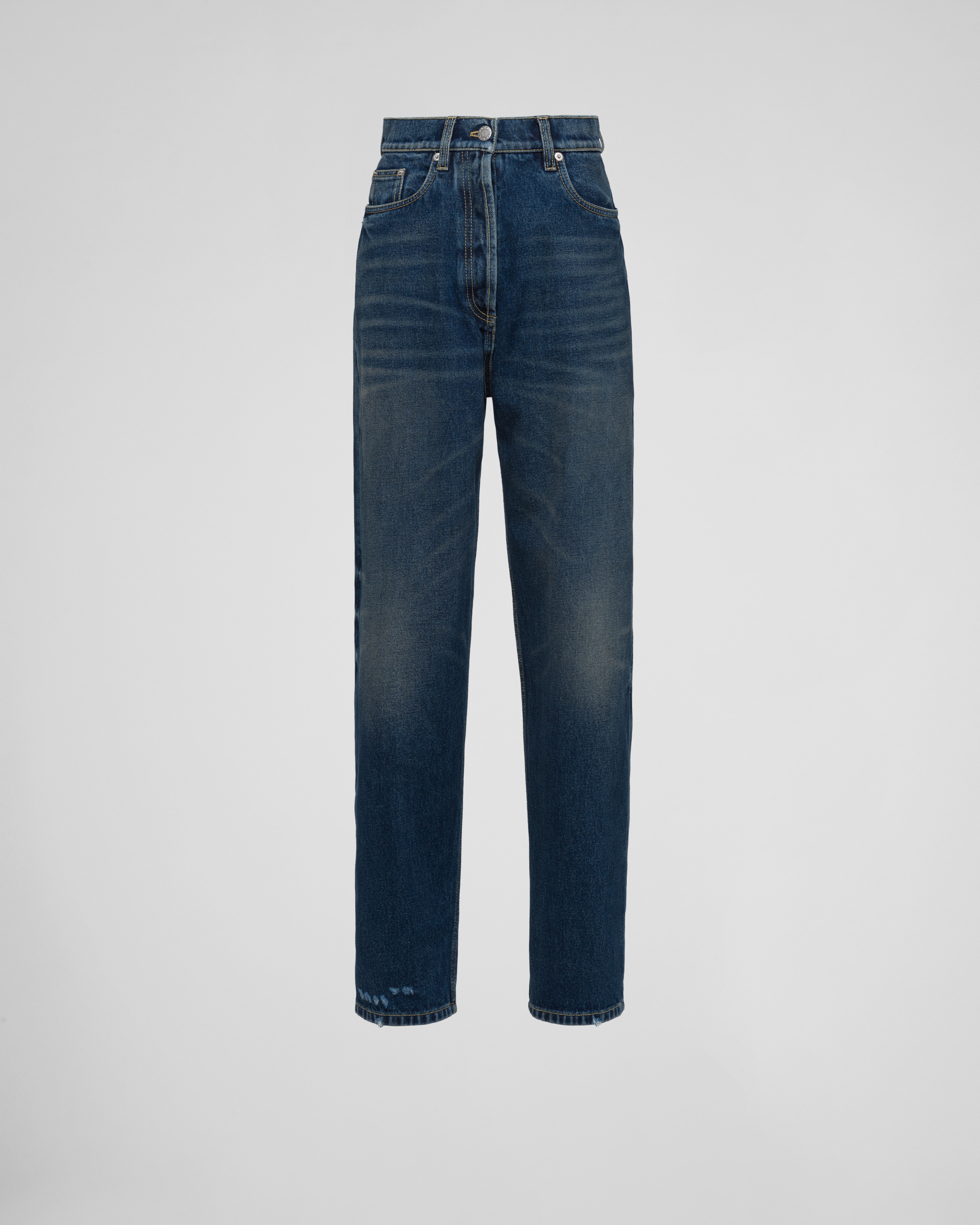 Navy Five-pocket denim trousers | Prada