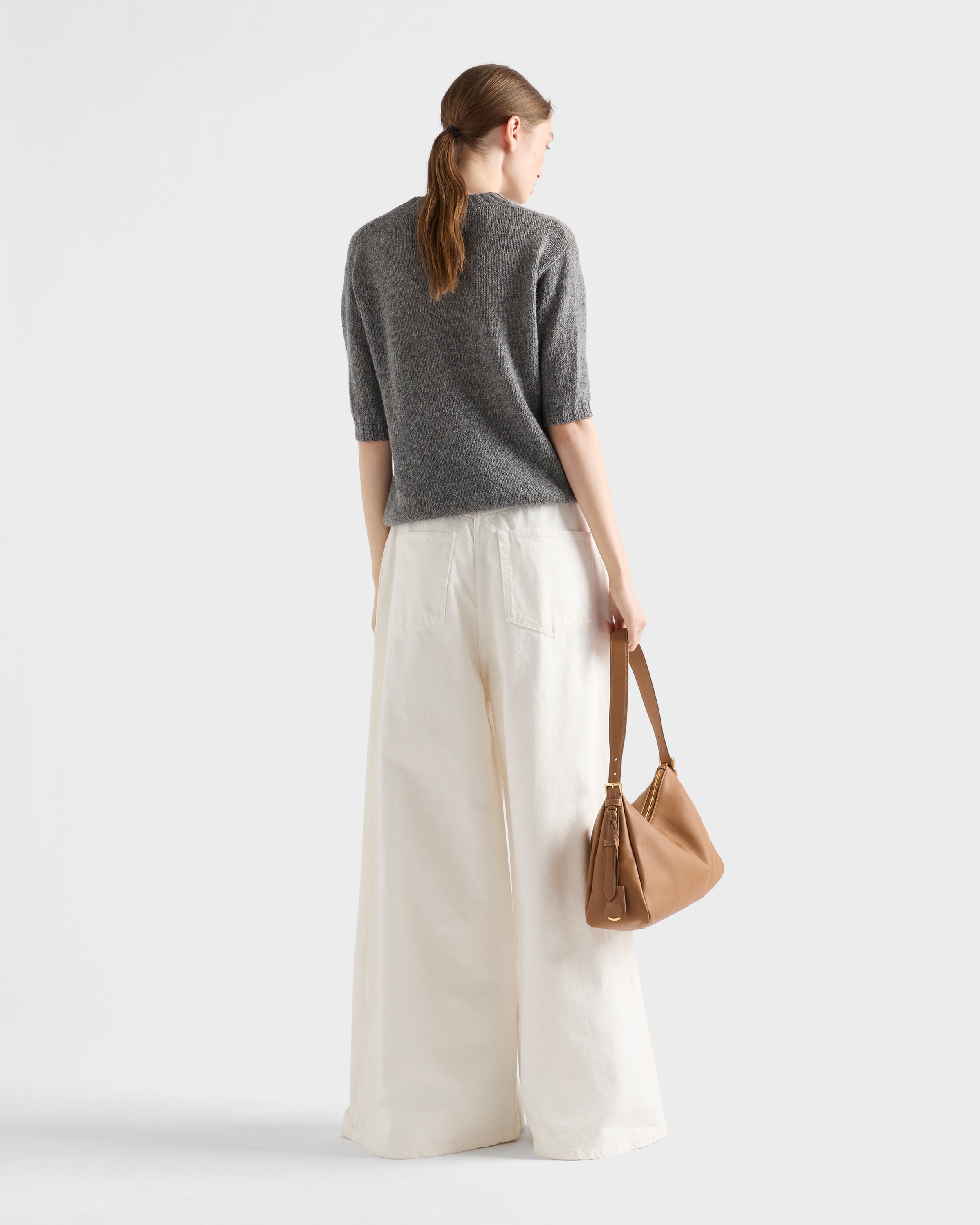 【希少】PRADA Cupro high-rise wide-leg pants ワイドパンツ 白 Cupro high-rise wide-leg pants in white - Prada | Mytheresa