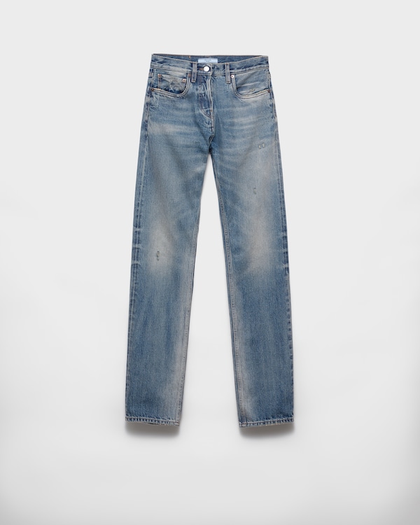 Mid Blue High-waisted denim jeans | PRADA
