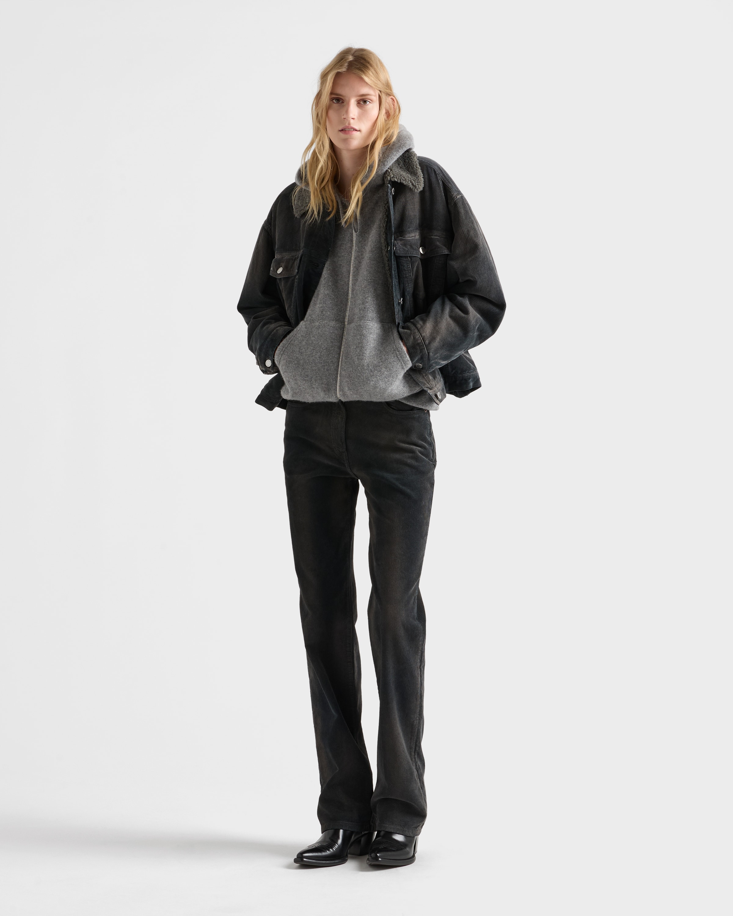 ブラック コーデュロイ 5ポケット パンツ | PRADA