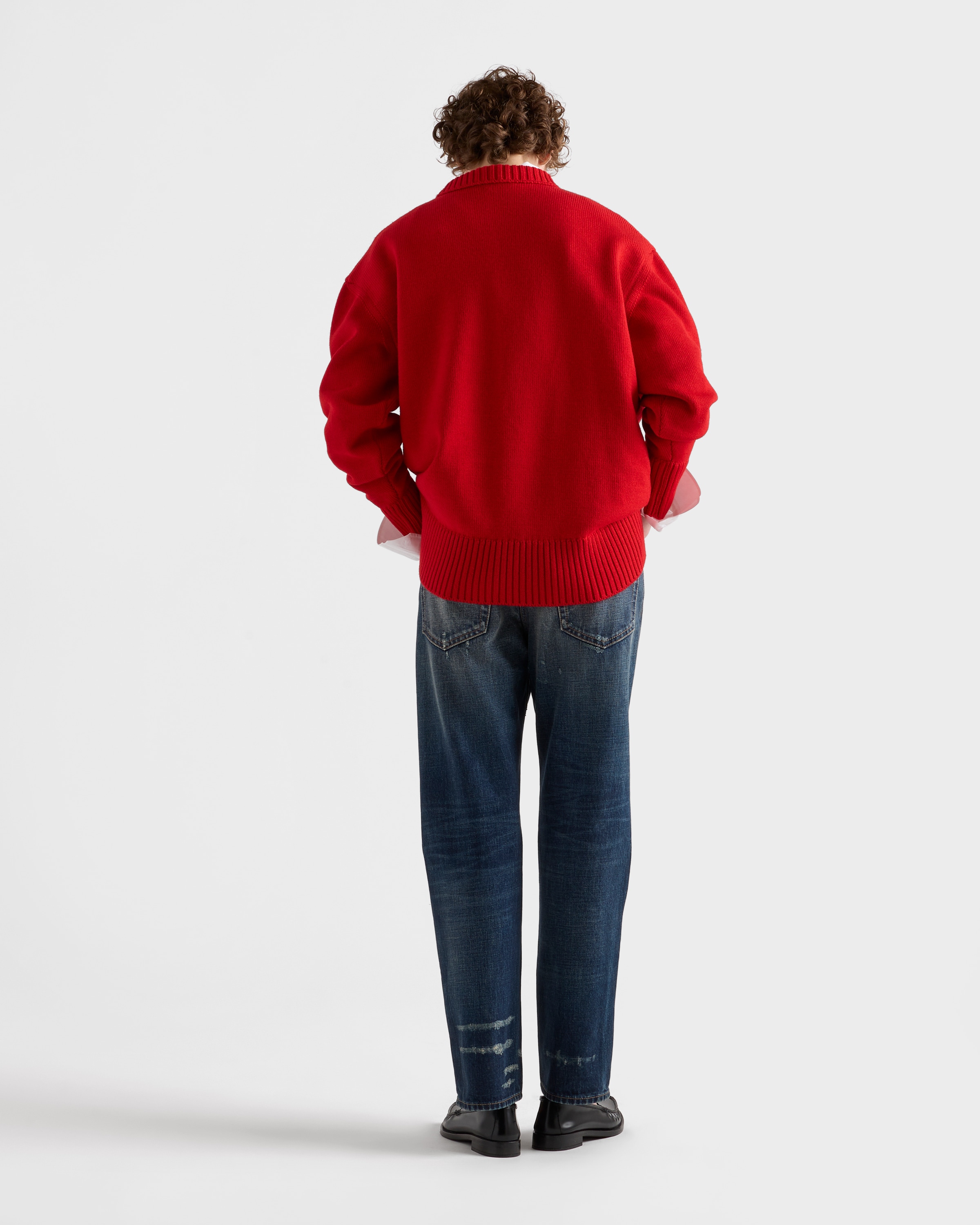 Five-pocket washed denim jeans