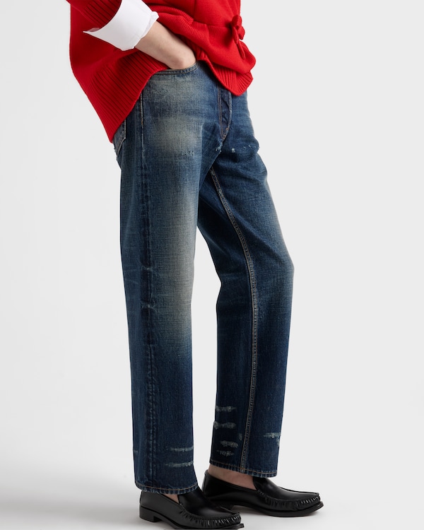 Five-pocket washed denim jeans Five-pocket washed denim jeans
