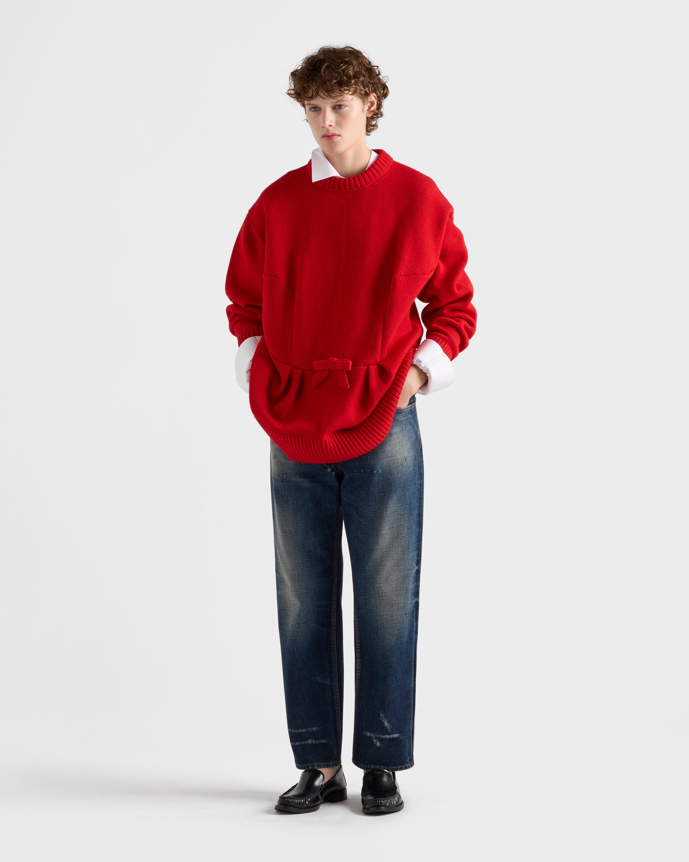 Prada Five Pocket Trousers With Distressed Faded Effect In Blue