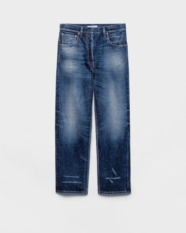 デニム・ジーパン Prada wide-leg jeans Wide-leg jeans in blue - Prada | Mytheresa