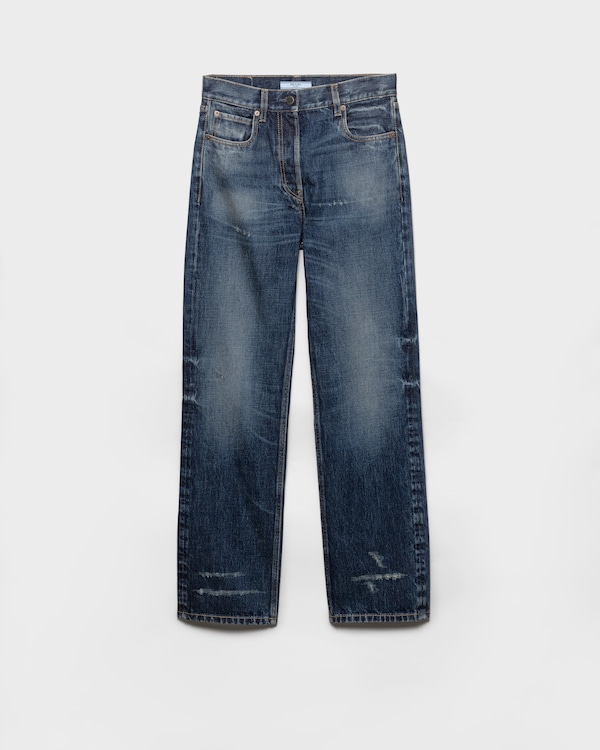 Straight-leg washed denim jeans Straight-leg washed denim jeans