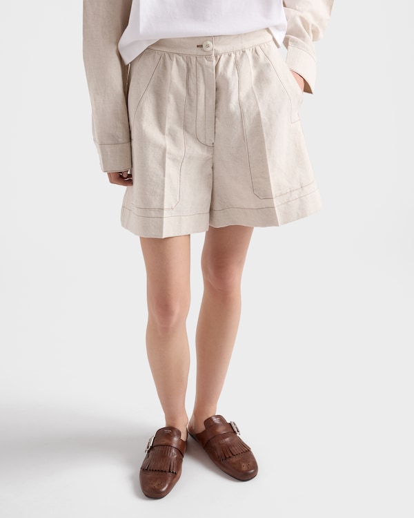 샴브레이 쇼츠 - 에크루 샴브레이 쇼츠 - 에크루