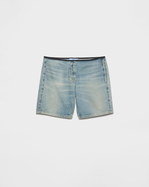 Bermuda en denim délavé - Bleu Bermuda en denim délavé - Bleu
