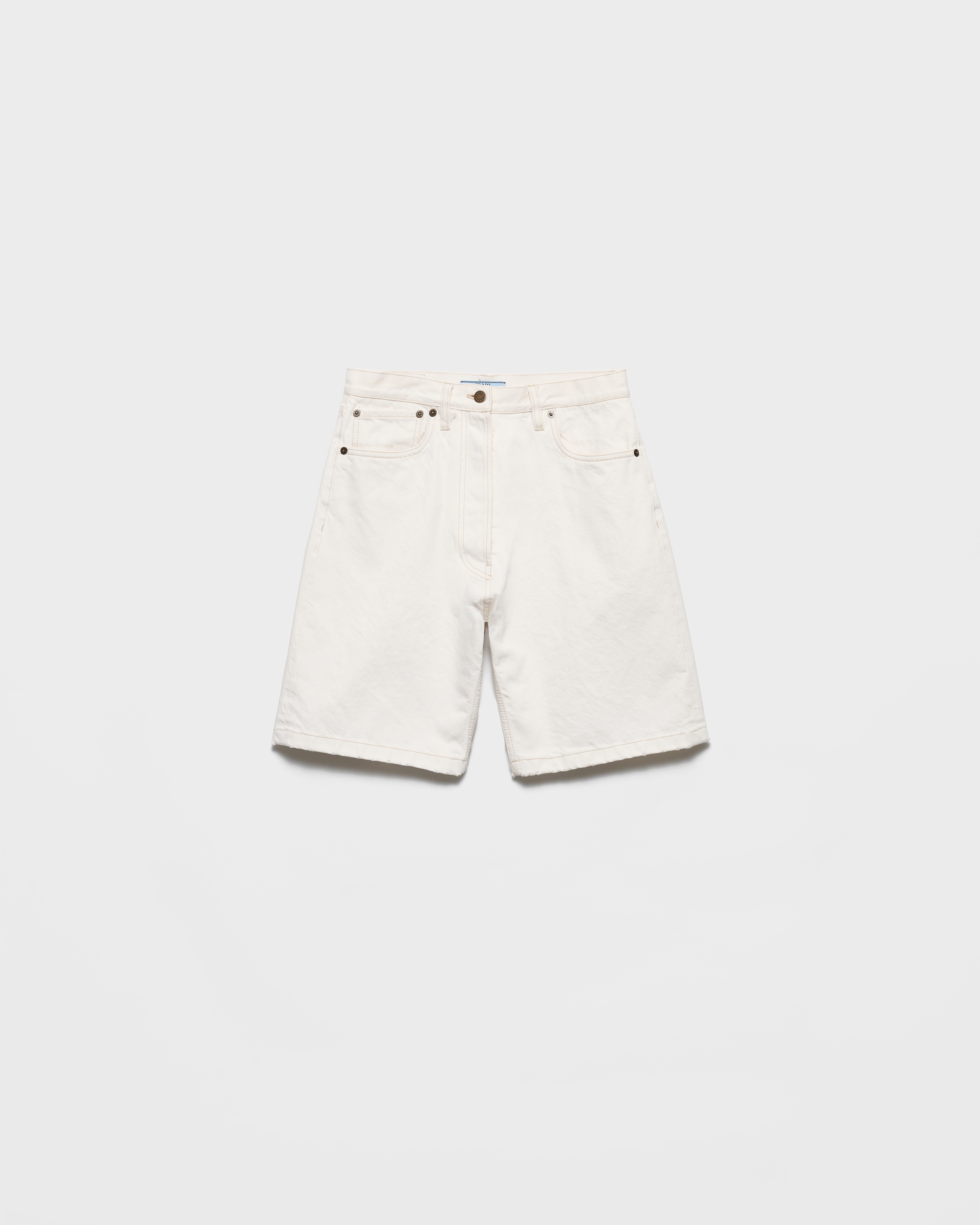 Prada Bermudas De Tejido Vaquero Antiguo, Mujer, Blanco, Talla 24