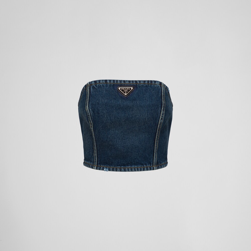 ネイビー デニム ビスチェトップ | Prada