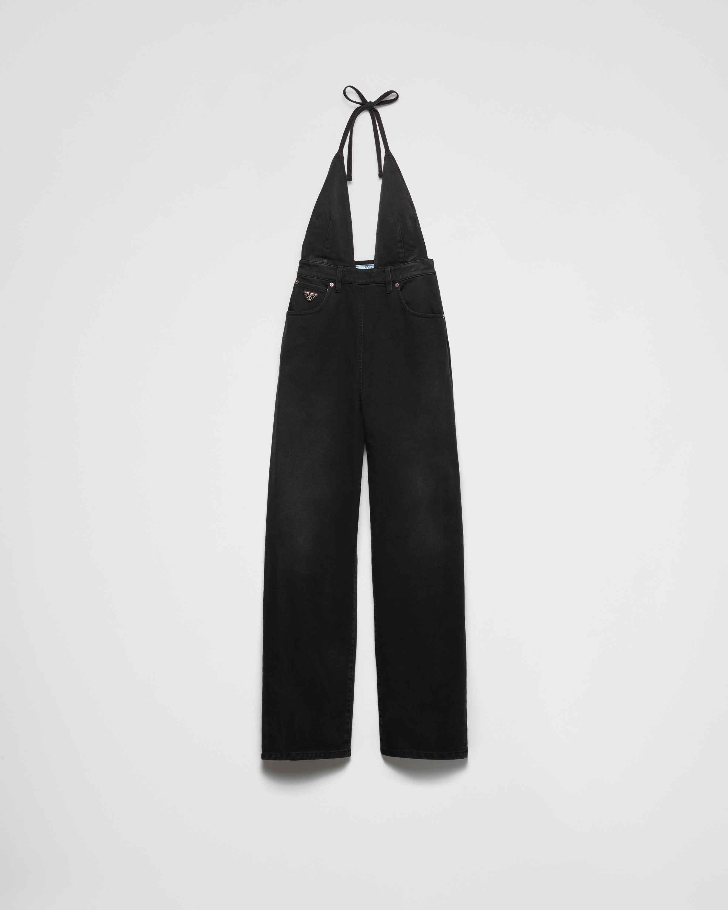 【送料無料】 PRADA Denim jumpsuit Lead Gray Cotton jumpsuit | PRADA