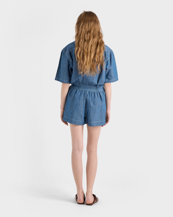 Mono de tejido vaquero de cambray - Azul Claro Mono de tejido vaquero de cambray - Azul Claro