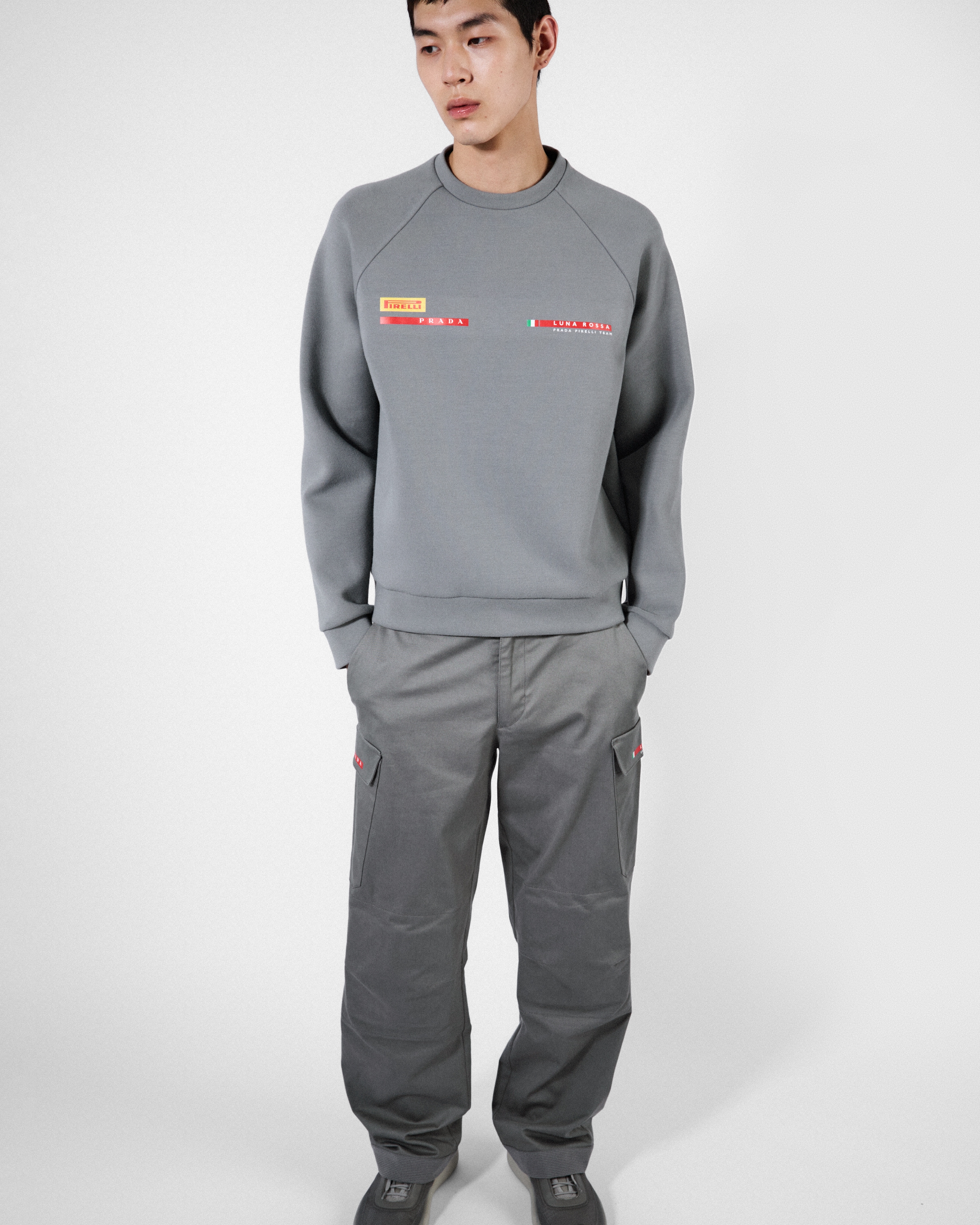 Grey Luna Rossa Prada Pirelli technical cotton sweatshirt | PRADA