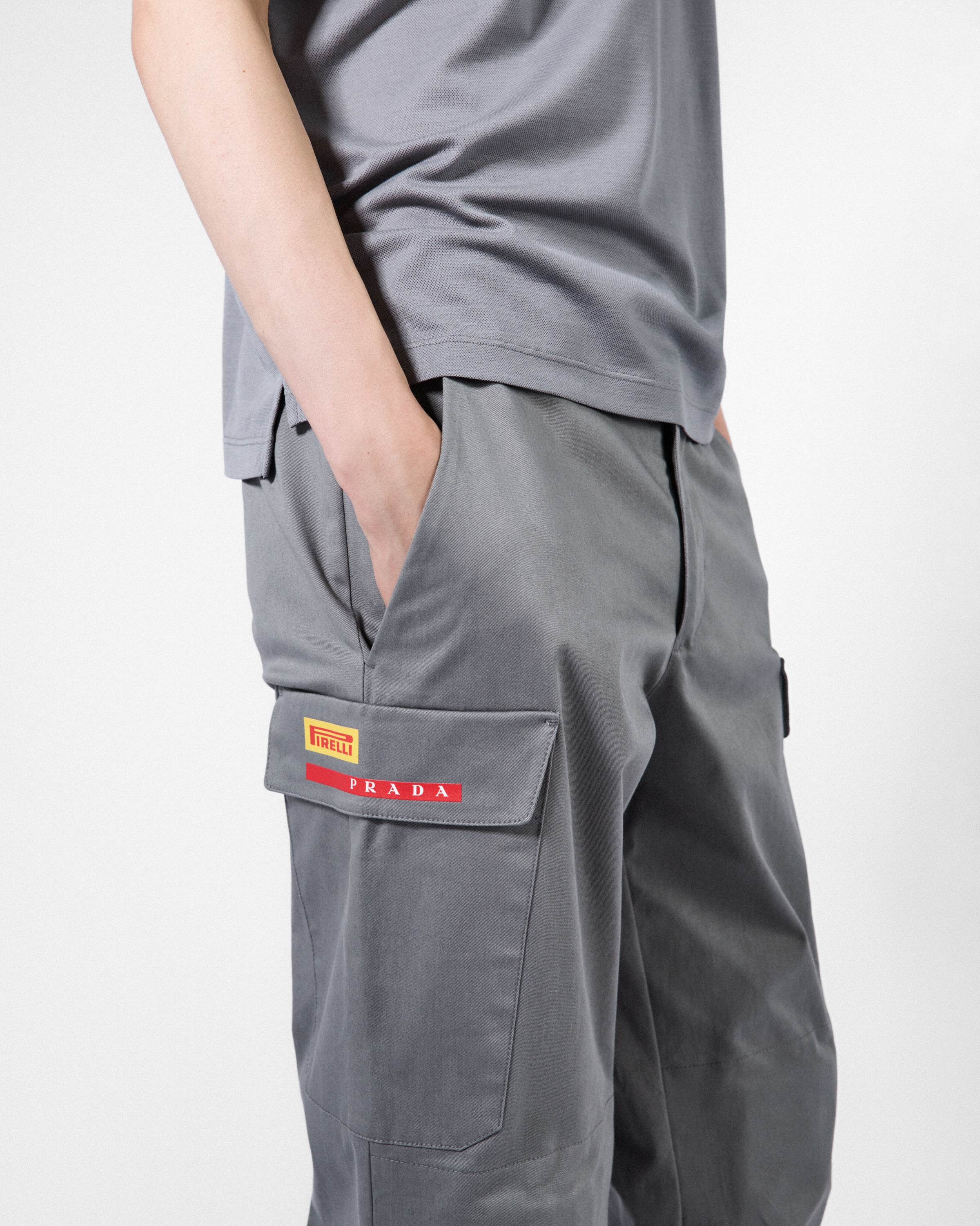 Grey Luna Rossa Prada Pirelli Stretch Cotton Pants | PRADA