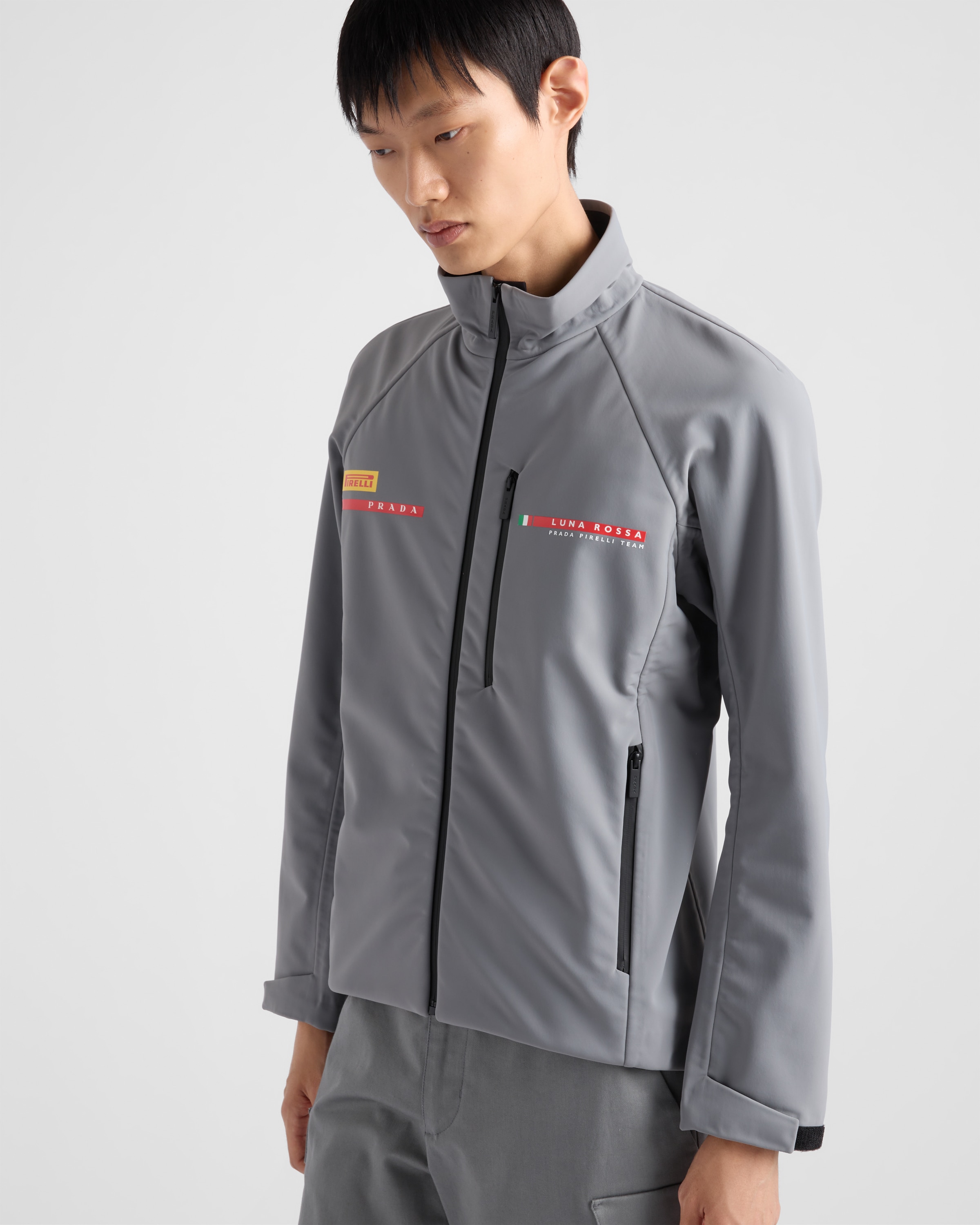 Grey Luna Rossa Prada Pirelli softshell blouson jacket | PRADA Grey Luna Rossa Prada Pirelli softshell blouson jacket | PRADA