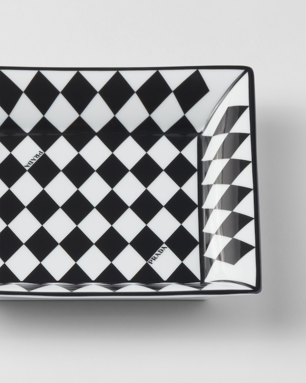 Large square porcelain catchall tray - Checkerboard Large square porcelain catchall tray - Checkerboard