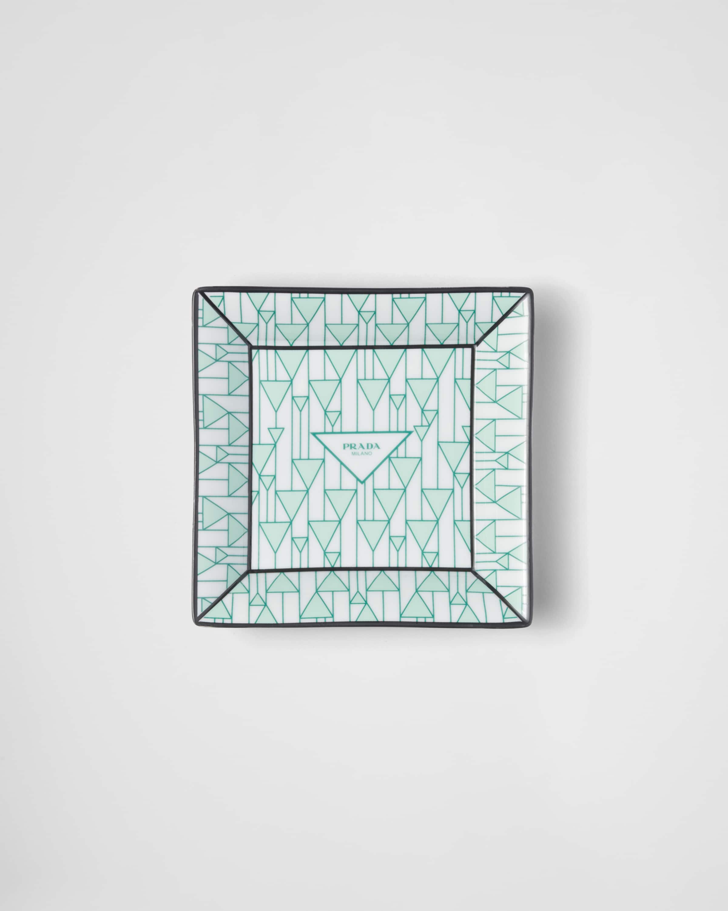 プラダ　ポーセリン　スクエアプレート ホワイト/ブラック ラージ スクエア ポーセリン キャッチオールトレー