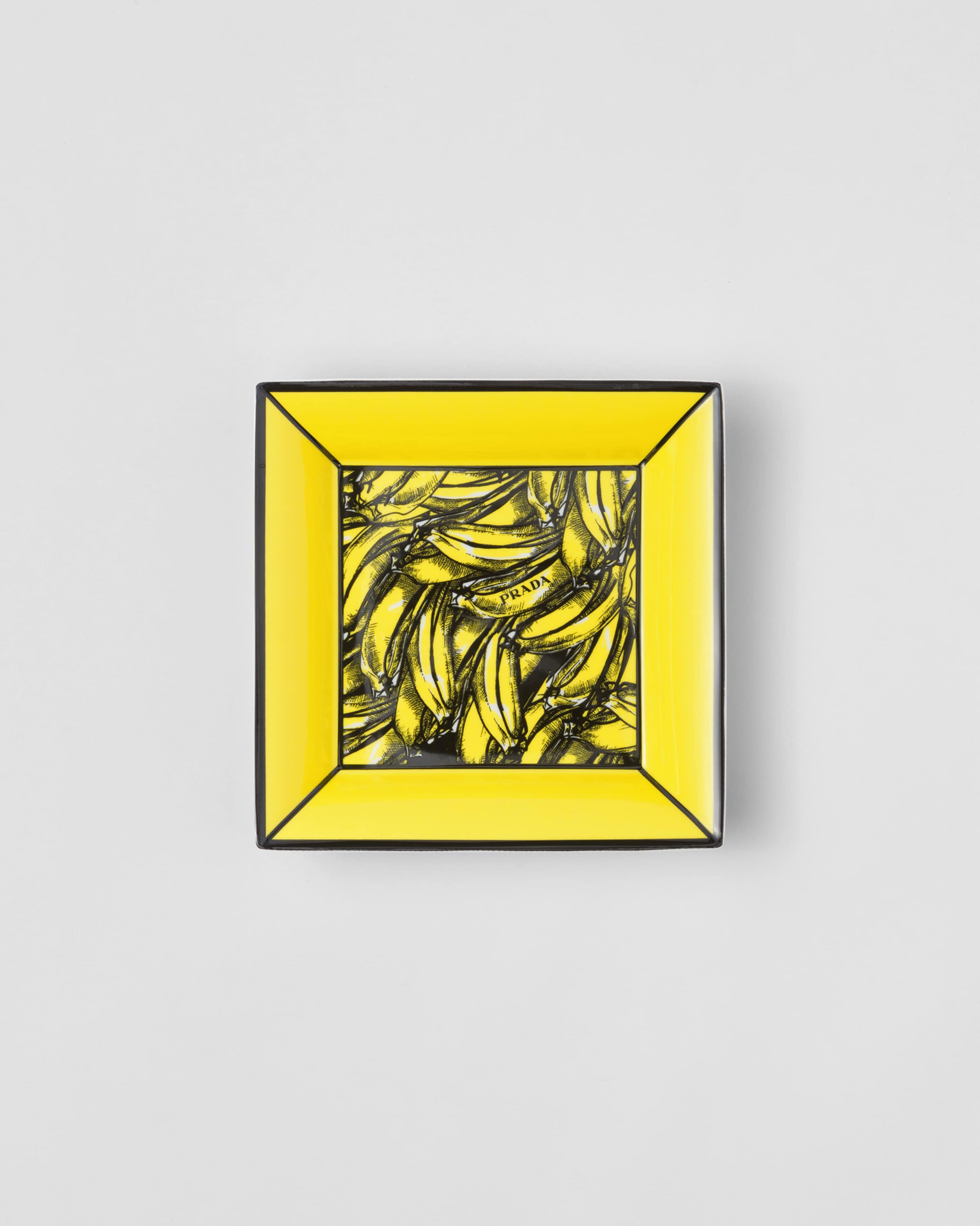 Yellow Large square porcelain catchall tray - Banana | PRADA