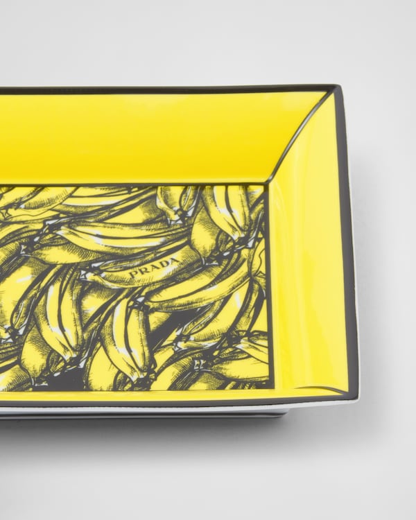 Large square porcelain catchall tray - Banana Large square porcelain catchall tray - Banana