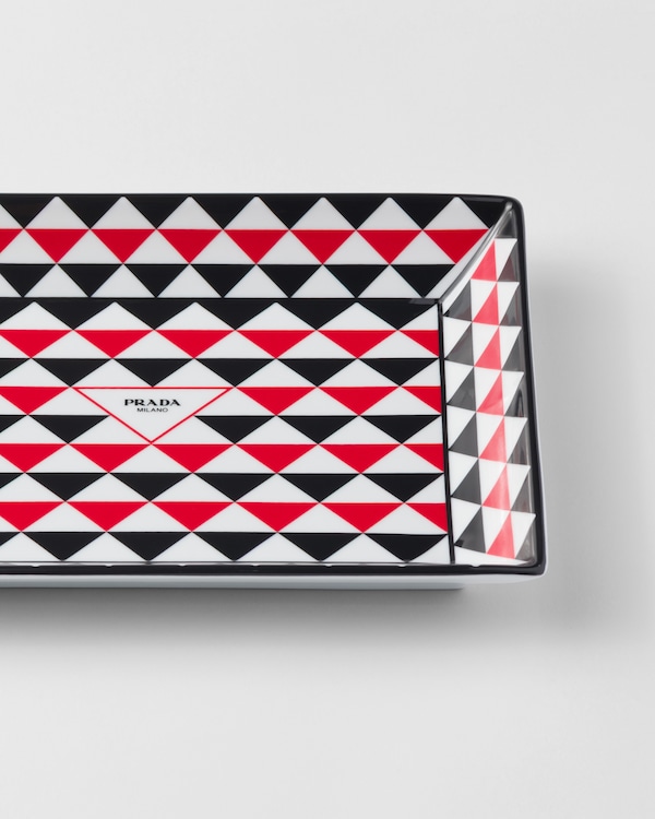 Large rectangular porcelain catchall tray - Triangles Large rectangular porcelain catchall tray - Triangles