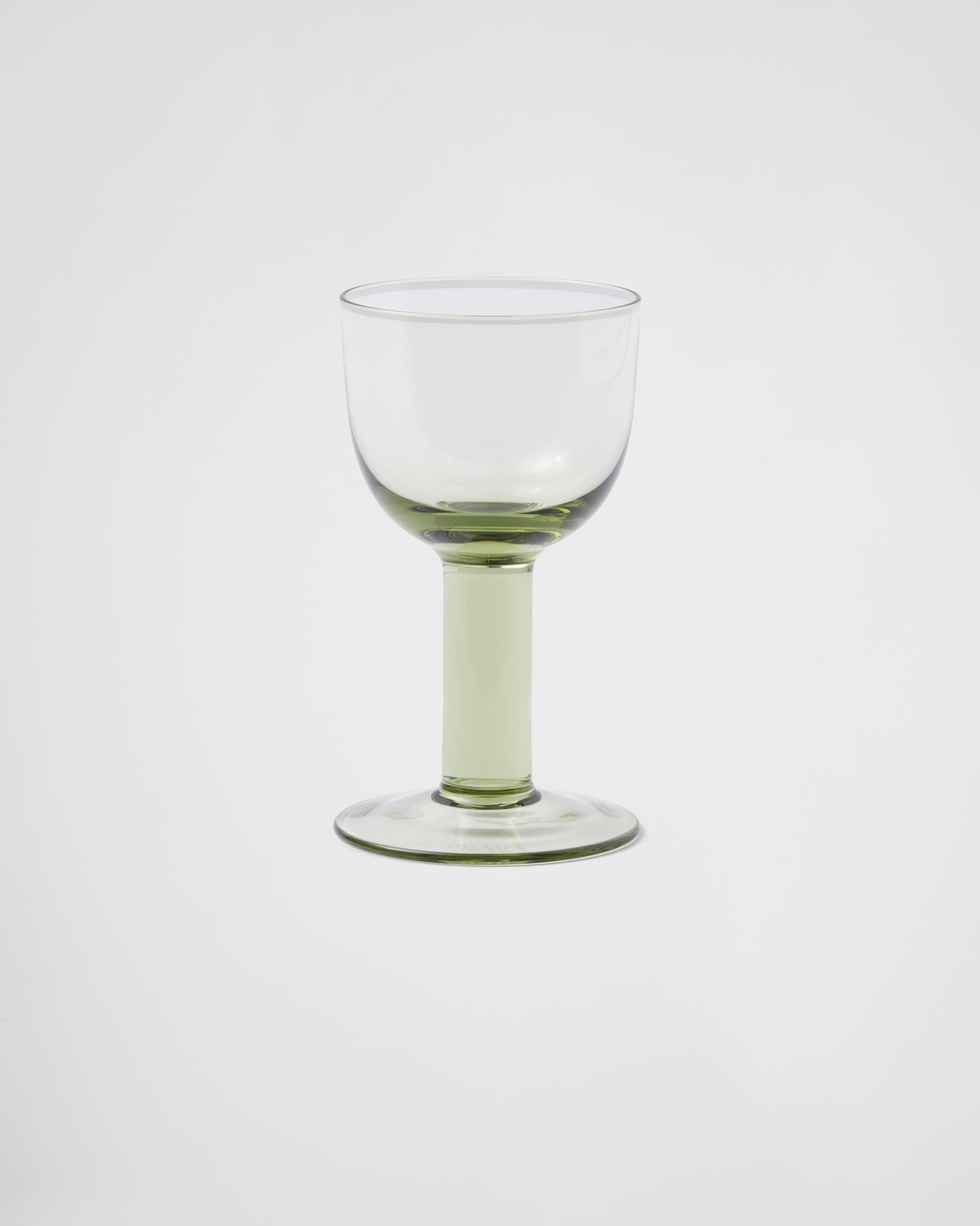 Prada Set Of Two Crystal White Wine Glasses - Plinth In Green