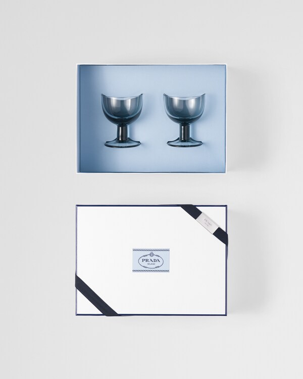 Set of two crystal water glasses - Plinth - Sea Blue Set of two crystal water glasses - Plinth - Sea Blue