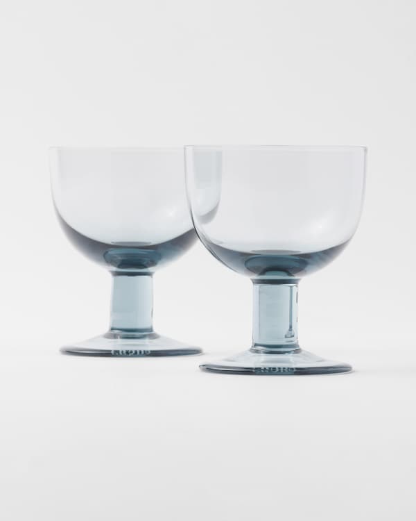 Set of two crystal water glasses - Plinth - Sea Blue Set of two crystal water glasses - Plinth - Sea Blue