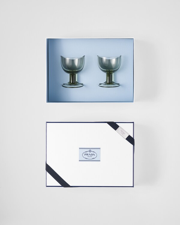 Set of two crystal water glasses - Plinth - Moss Set of two crystal water glasses - Plinth - Moss