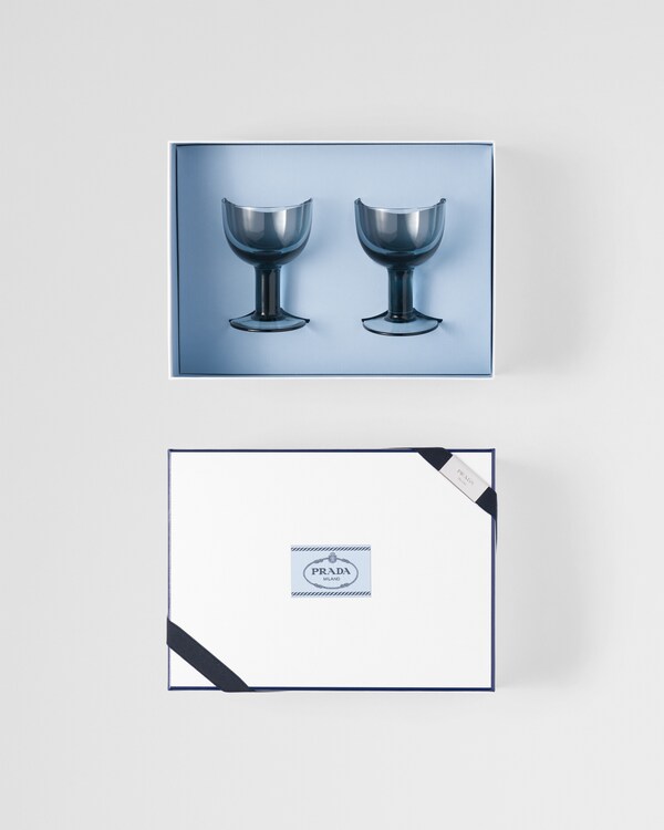 Set of two crystal red wine glasses - Plinth - Sea Blue Set of two crystal red wine glasses - Plinth - Sea Blue