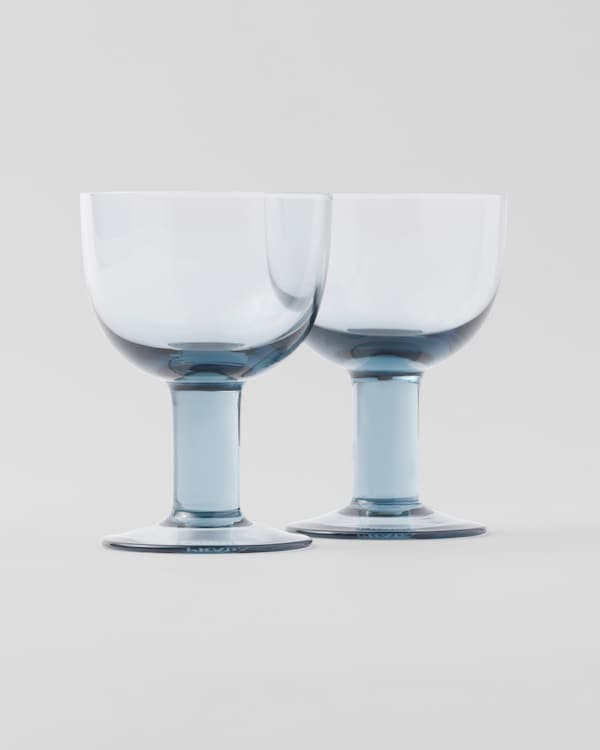 Set of two crystal red wine glasses - Plinth - Sea Blue Set of two crystal red wine glasses - Plinth - Sea Blue