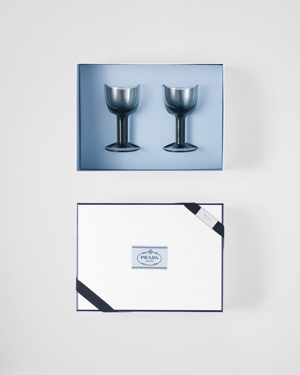 크리스털 화이트 와인잔 2개 세트 - Plinth - 씨 블루 크리스털 화이트 와인잔 2개 세트 - Plinth - 씨 블루