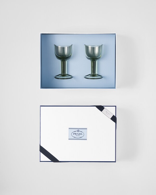 Set of two crystal white wine glasses - Plinth - Moss Set of two crystal white wine glasses - Plinth - Moss