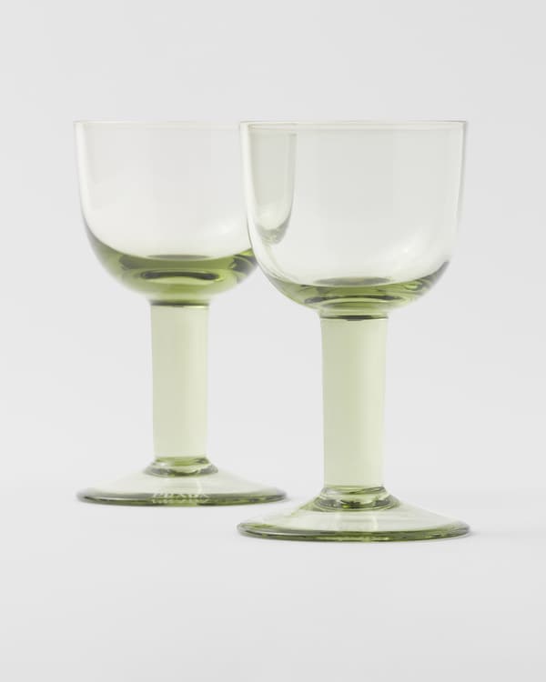 Set of two crystal white wine glasses - Plinth - Moss Set of two crystal white wine glasses - Plinth - Moss